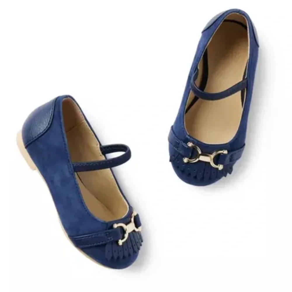 Janie and Jack Suede Bridle Bit Ballet Flat Toddler Size 5 NWT